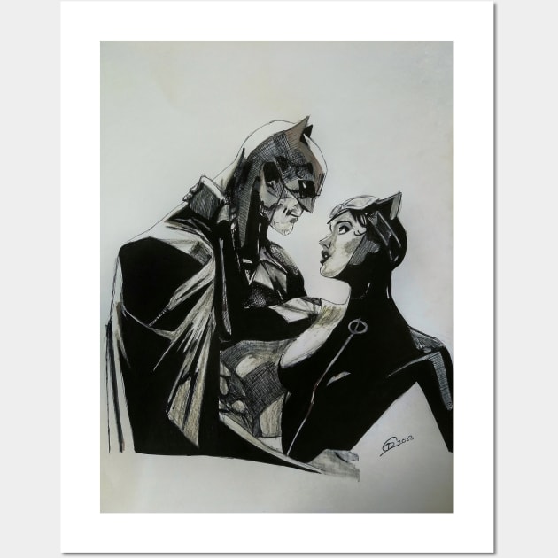 Batman and Catwoman Fanart Wall Art by Headbanger Haven